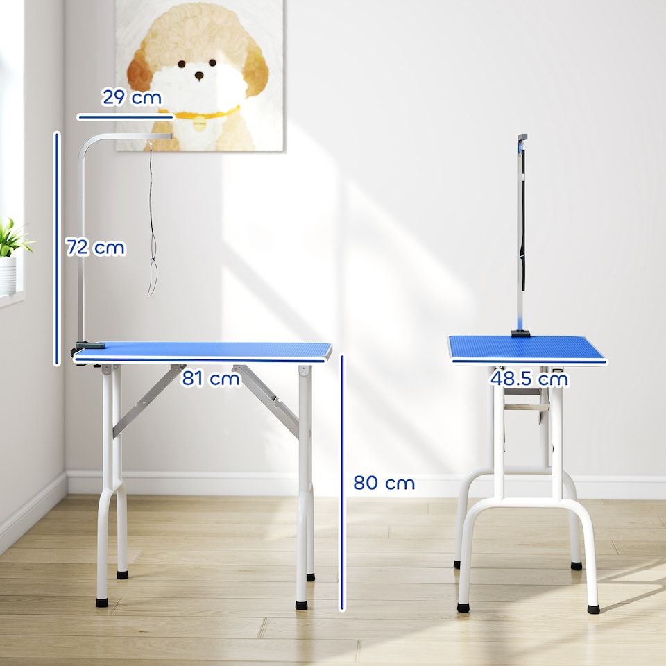 image 1 of PawHut Foldable Dog Grooming Table 32" Height Adjustable Arm for Small Dogs