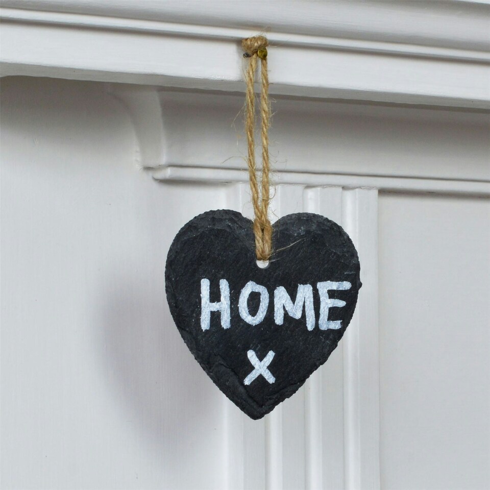image 1 of Nicola Spring Slate Heart Hanging Tags - 7 x 5.5cm - Natural - Pack of 3