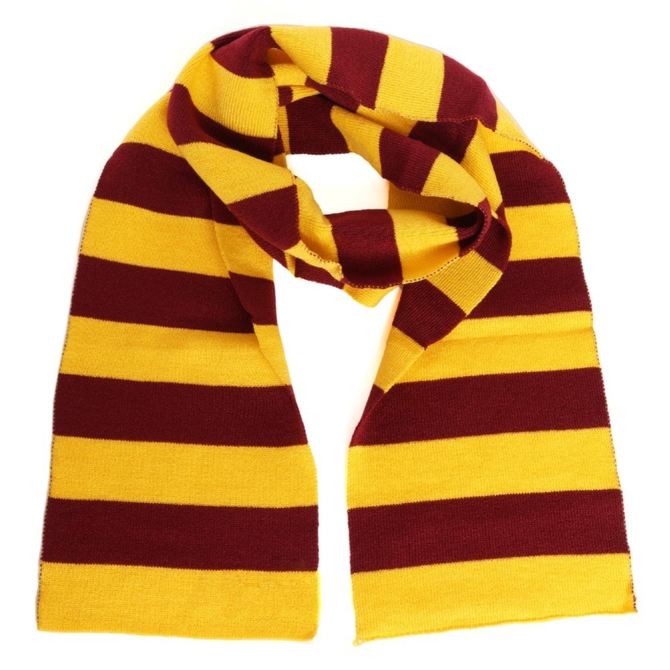 image 1 of Maroon & Gold Striped Wizard Scarf Gold | One Size