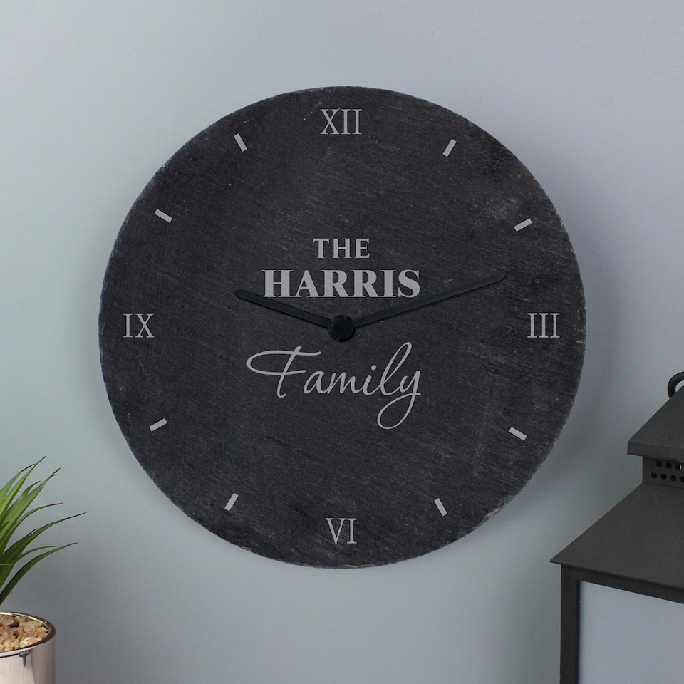 image 1 of Personalised Family Slate Clock