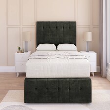 Sloomy Cambridge Graphite Dumfries Divan Bed Base 2 Drawers Right Side With 54 Inch Floor Standing Headboard & 12 Inch Matching Footboard | Grey | Graphite | Small Double | 1