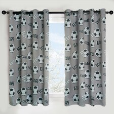 OHS Kids Football Blackout Eyelet Curtains, 46x54" - Grey