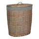 image 1 of Antique Wash Grey Cotton Lined Oval Willow Laundry Basket
