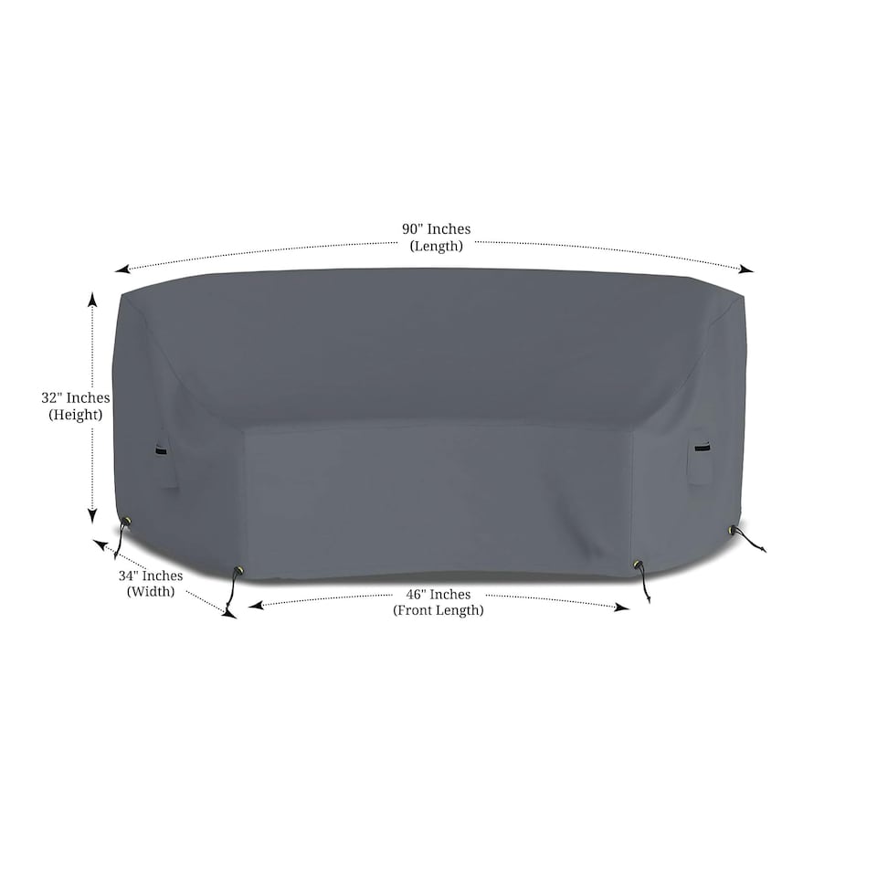 image 1 of Covers&All Curved Outdoor Couch Cover, 1000D Waterproof, UV-Resistant Patio Furniture Cover, 90 in L x 34 in W x 32 in H x 46 in FL, Grey