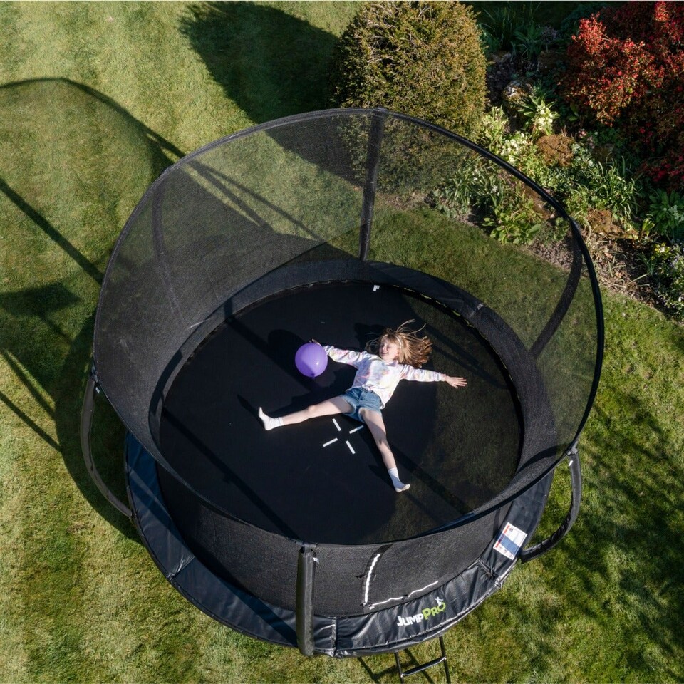 image 1 of 12ft JumpPRO® Xcel Black Round Trampoline with Enclosure