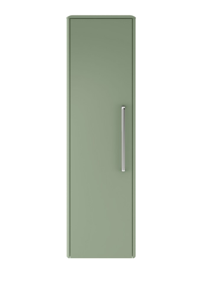 image 1 of Balterley Contemporary Bathroom Wall Hung Single Soft Close Door Tall Storage Unit with 2 Shelves, Fern Green, 1200 x 350 x 250mm