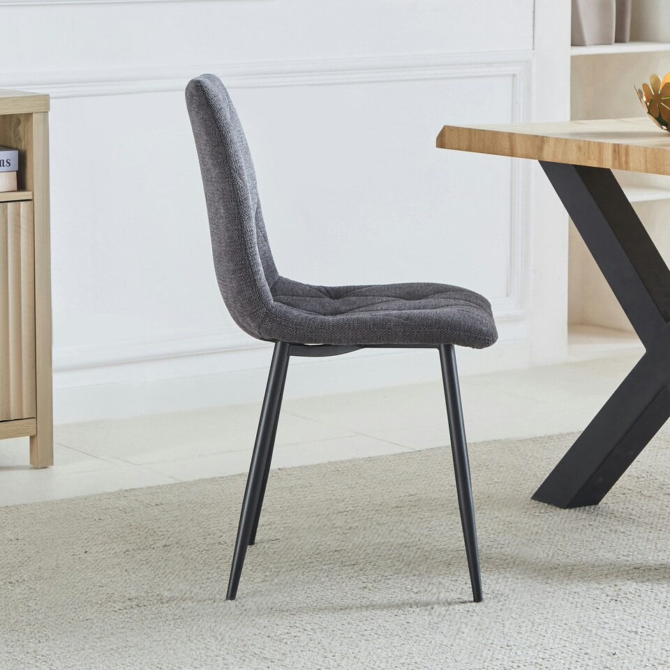 image 1 of Set of 2 Ficarra Fabric Dining Chairs - Dark Grey