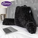 image 9 of Aamira Reading Pillow Black Faux Fur Ribbed Memory Foam Support Cushion | Black | Black | Standard | 1