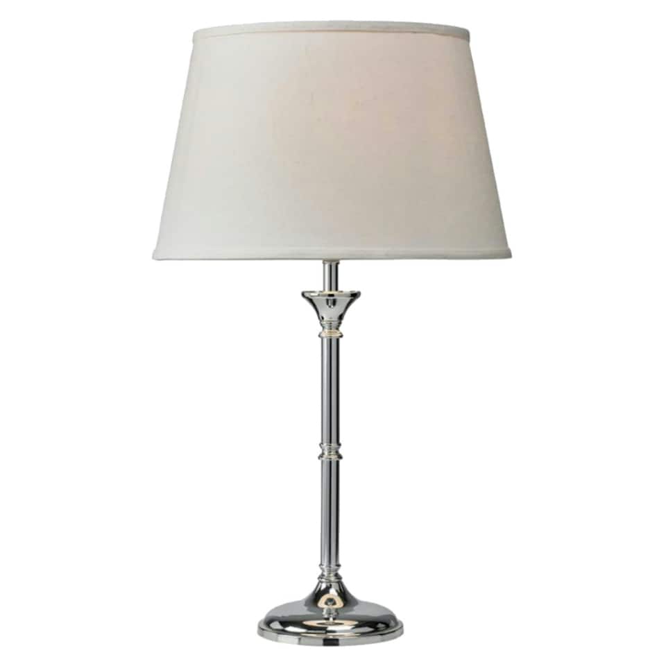 image 1 of Jasmin - 52cm Chrome Table Lamp with Ivory Shade Chrome | White