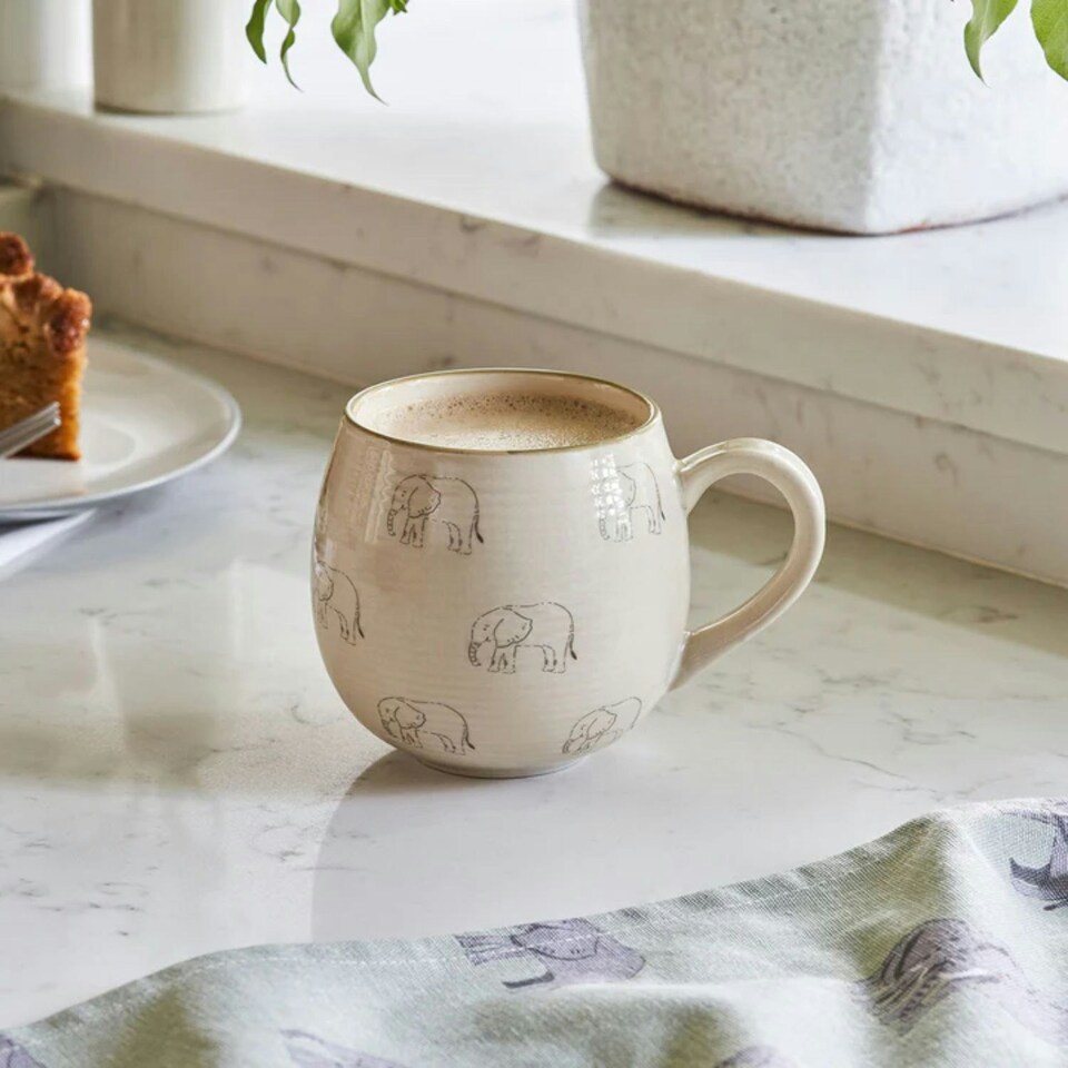 image 1 of Sophie Allport Elephant Ceramic Hug Mug Cream