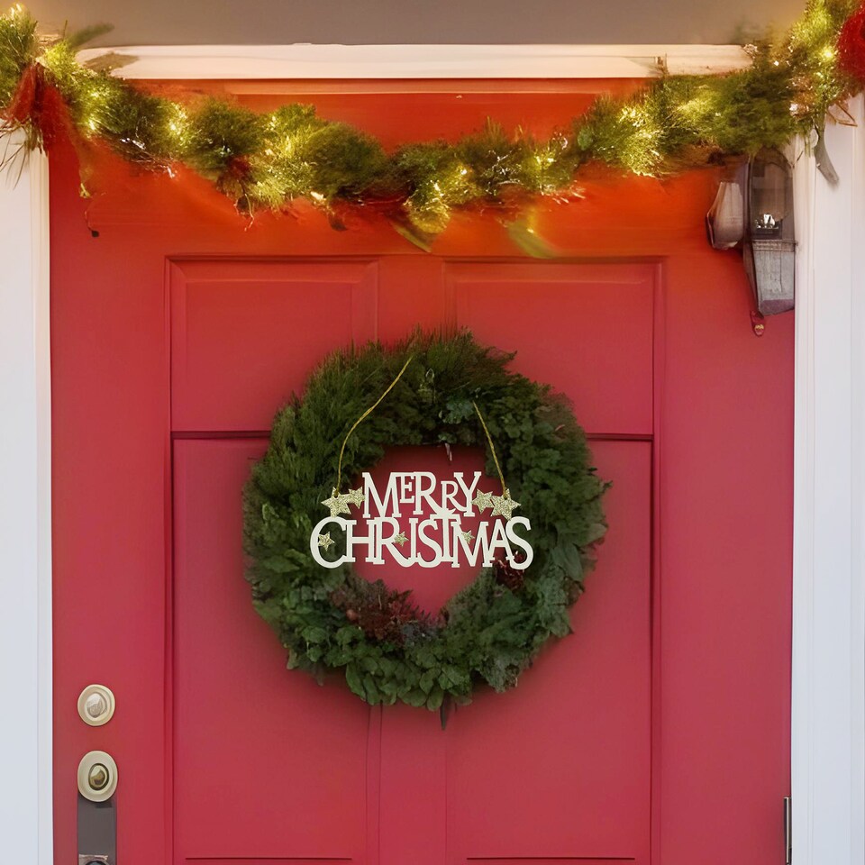 image 1 of Wooden Christmas Table Sign, Merry Christmas Sign Xmas Tabletop Centrepiece