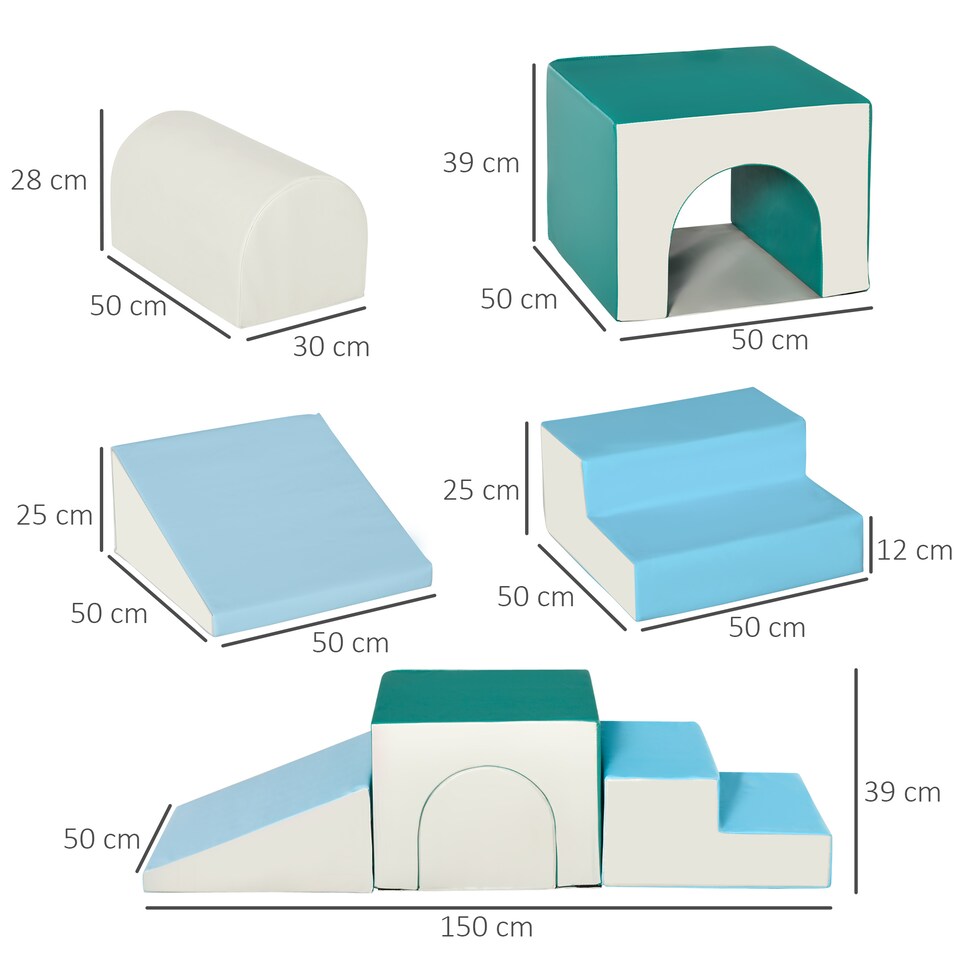 image 1 of HOMCOM 4-Piece Soft Play Set, Baby Foam Block, For Ages 1-3 Years