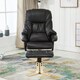 image 6 of Sorento Bonded Leather Swivel Recliner Armchair Chair w Footstool (Brown)