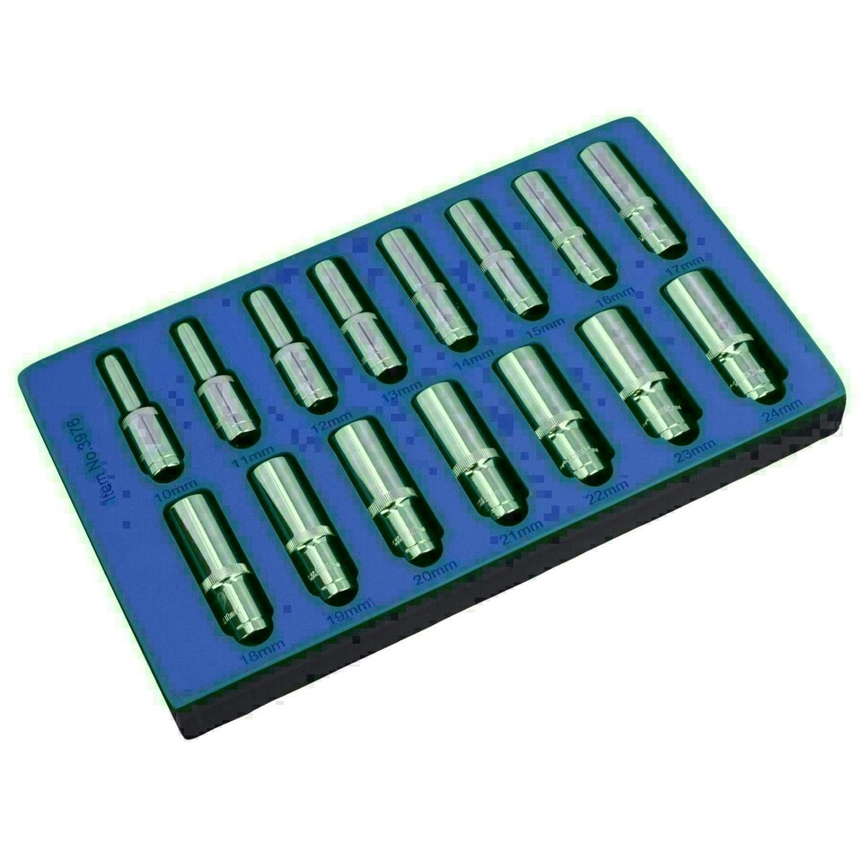 image 1 of 1/2" drive metric sockets double deep 10mm - 24mm by BERGEN AT106