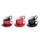 image 1 of Argon Tableware 12pc Coloured Cappuccino Cup & Saucer Set - 250ml - Red/Black - Coffee Cup Latte Cup Drinking Cup