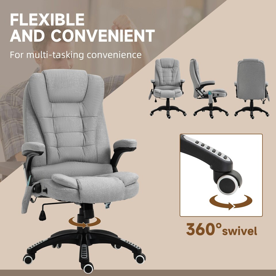 image 1 of Vinsetto Office Chair w/ Heating 6-Point Massage Relaxing Reclining Grey
