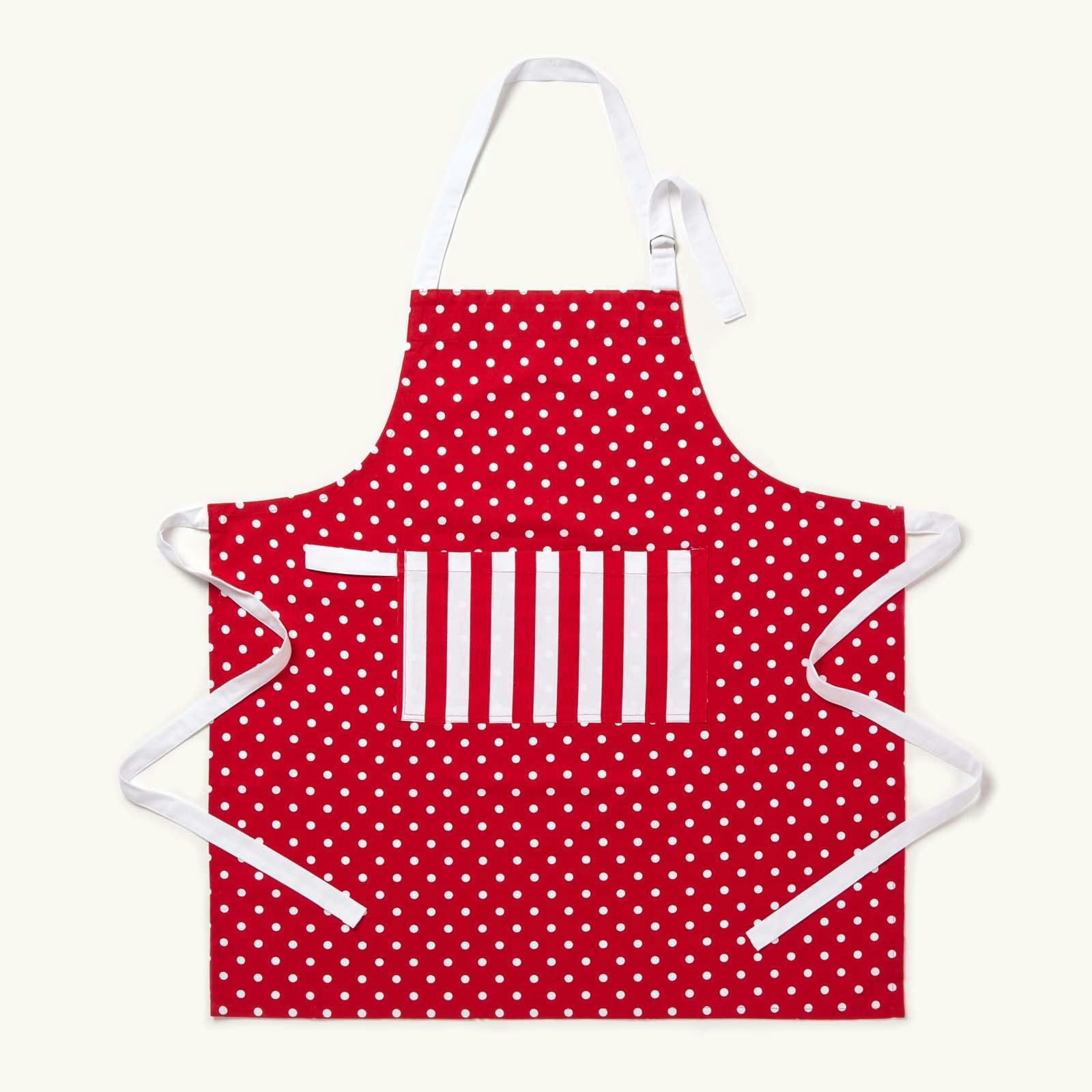Homescapes Red Polka Dot Cotton Apron