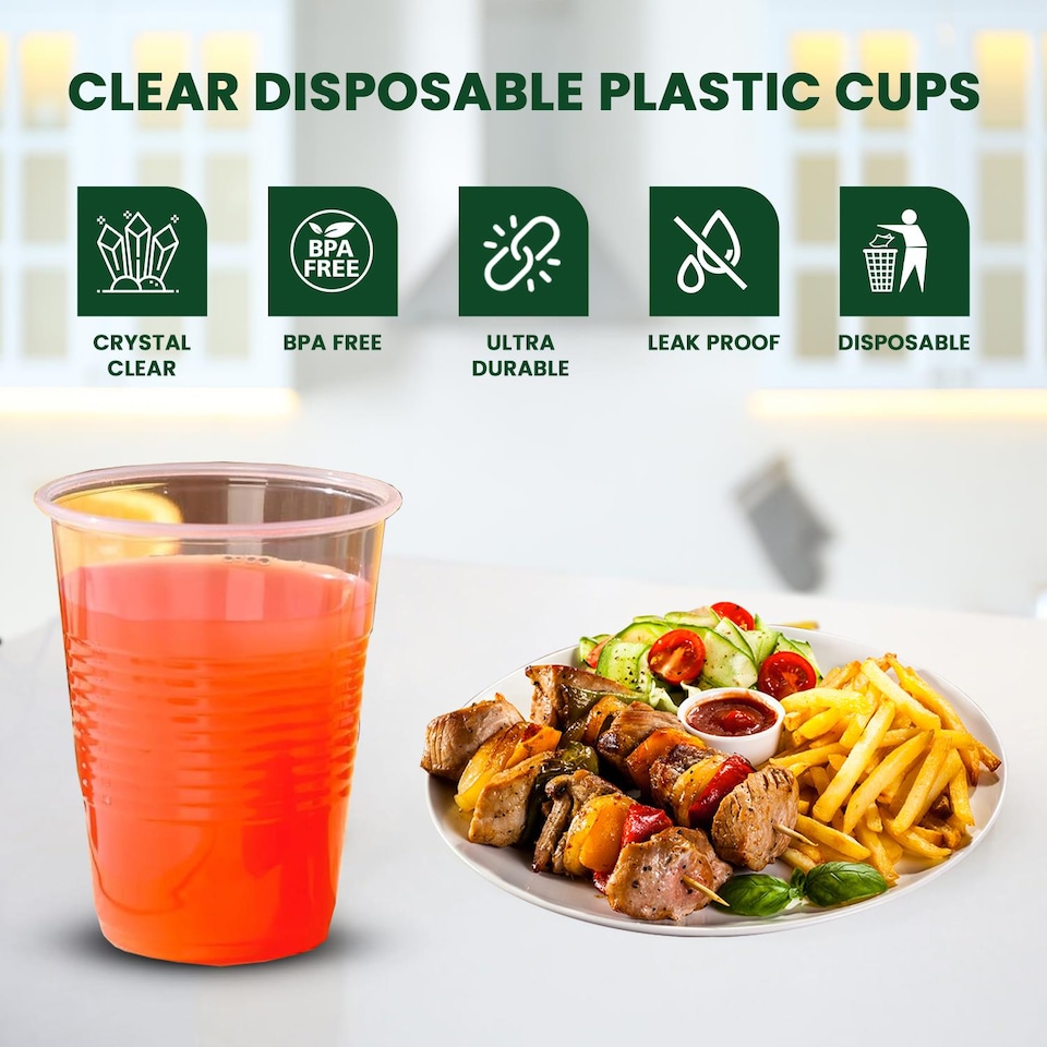 image 1 of ECONX 7oz Disposable Clear Vending Water Cooler Drinking Cups Plastic Strong Drinking Glasses 500pc