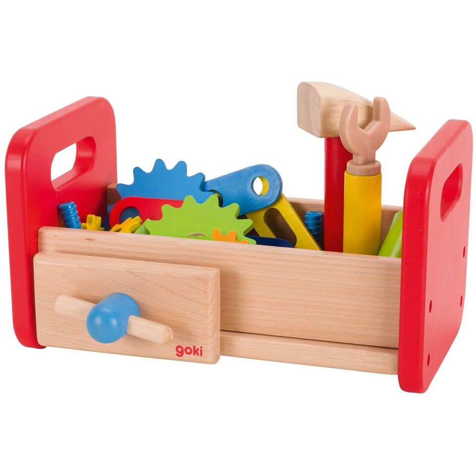 image 1 of Goki Toy Wooden DIY Workbench with 36 Piece Tool Set