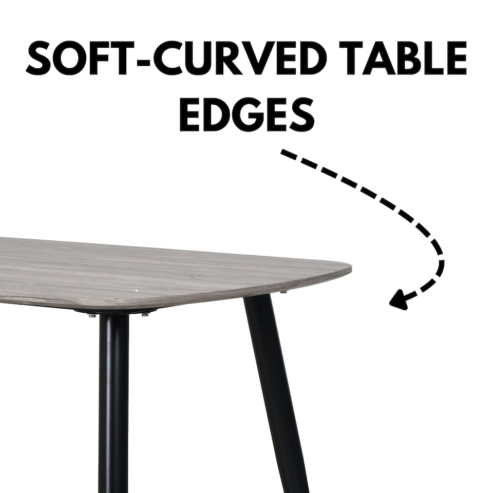 image 1 of Rectangular Dining Table 120cm - Modern 4 - 6 Seater Spacious Kitchen Table | Grey | Grey | 1