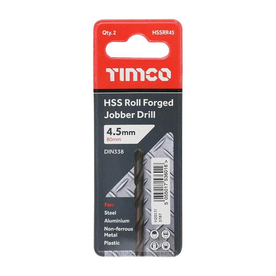 image 1 of Timco - Roll Forged Jobber Drills - HSS (Size 4.5mm - 10 Pieces)
