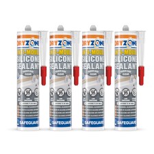 Dryzone Anti-Mould Premium Silicone Sealant Clear 310ml x 4 Pack - Low-Odour, Low VOC for Bathroom, Kitchen, Window, Sink