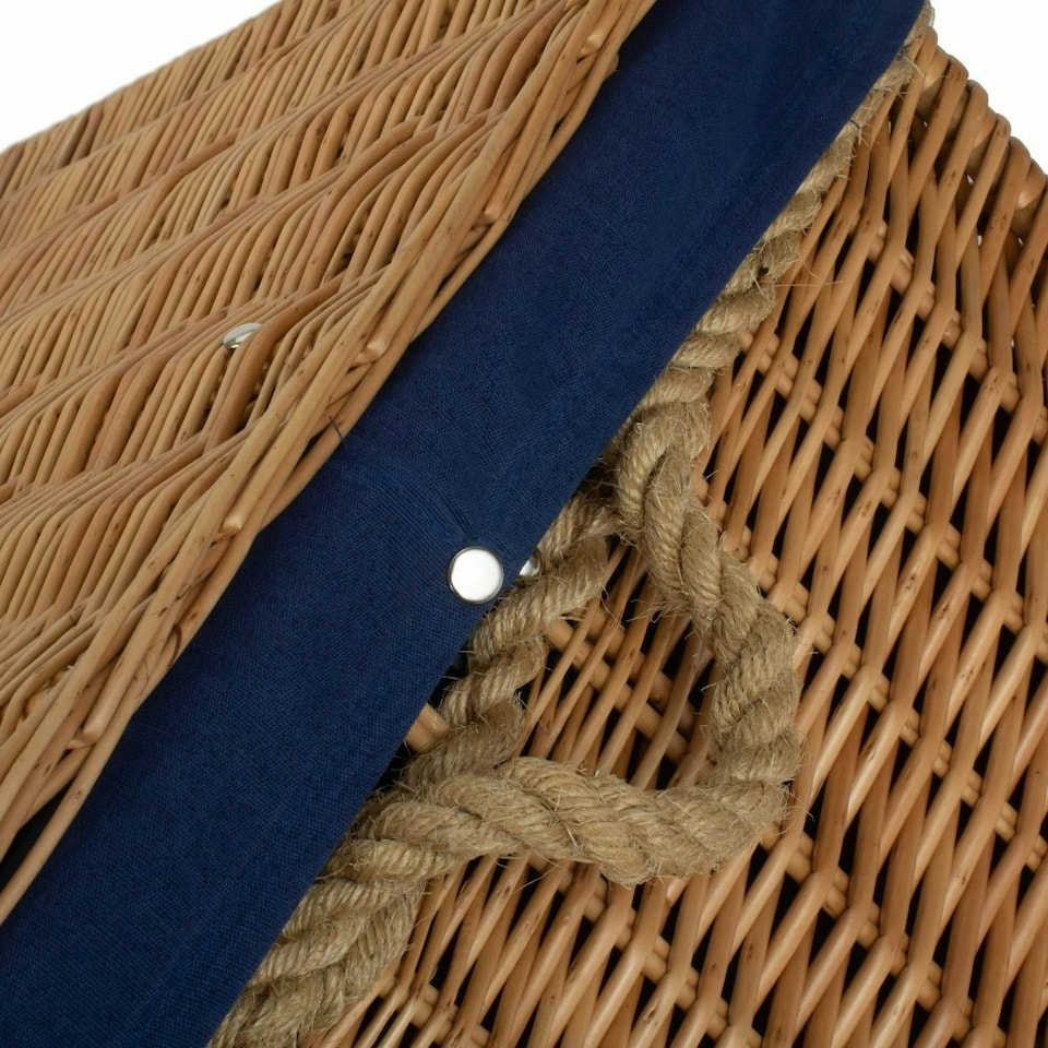 image 1 of 72cm Rope Handled Cotton Lined Wicker Trunk Blue | Blue | One Size