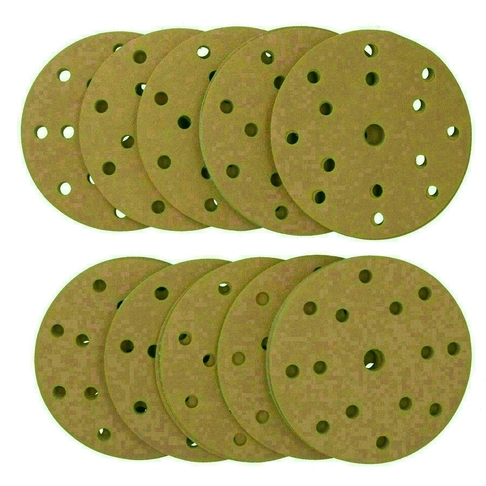 image 1 of 150mm Sanding Discs Aluminium Oxide Abrasive 120 Grit 15 Hole Hook + Loop 200pc