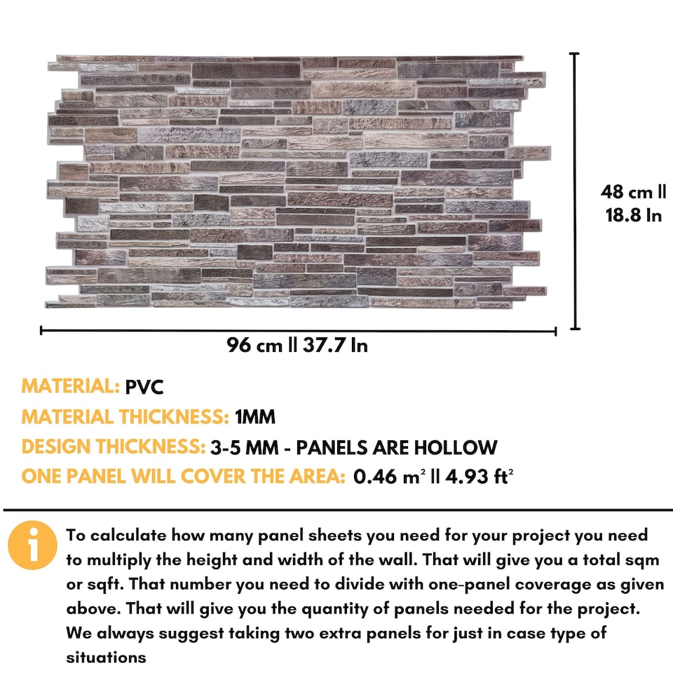 image 1 of NOVECRAFTO 3D Slim Stone Wall Panels – 6 PVC Sheets, Covers 2.76 sqm (29.76 sq ft), 96x48cm Each – Grey Slim Brick Effect Cladding, Moisture Resistant