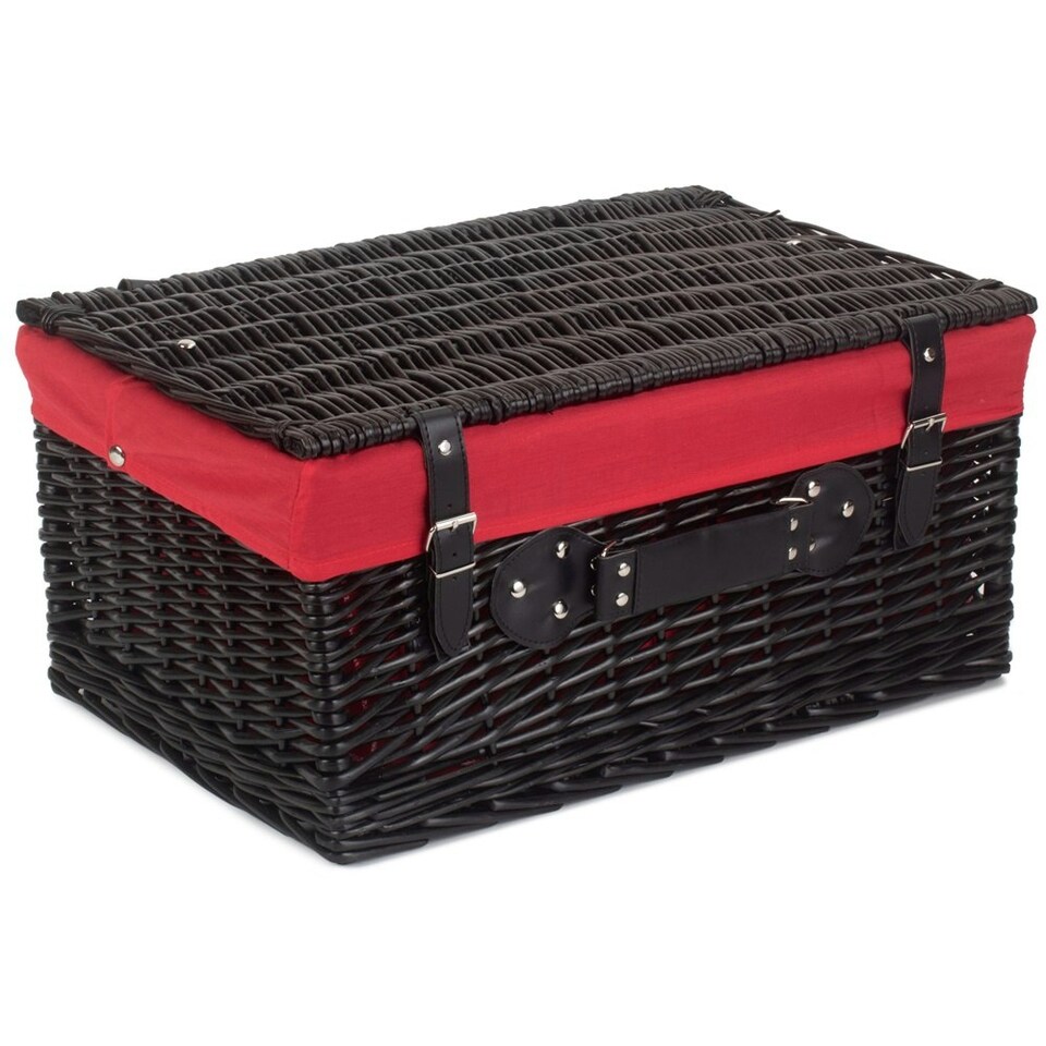 image 1 of 51cm Empty Willow Wicker Picnic Basket with Lining Blue | Blue | One Size