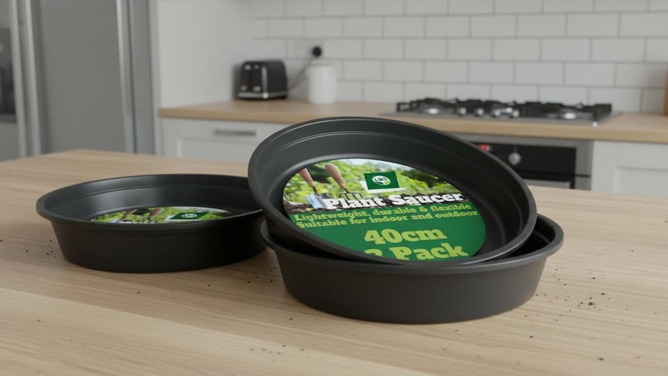 image 1 of 3 Pack 40cm Heavy Duty Plant Pot Saucers Planter Trays for Decking Outdoor Surfaces Deep Dish UV Resistant