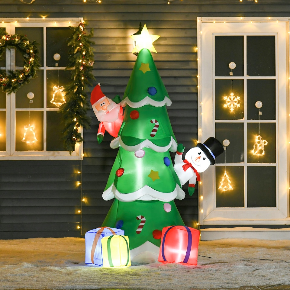 image 1 of HOMCOM 7ft Christmas Inflatable Tree LED Lighted Indoor Outdoor Decoration