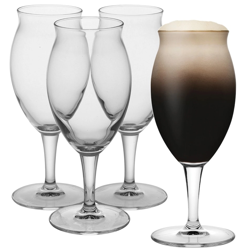 image 1 of 410ml Stemmed Beer Drinking Glasses Lager Stout Porter Bar Glass Goblets | Clear | Clear | Set of 8 | 8