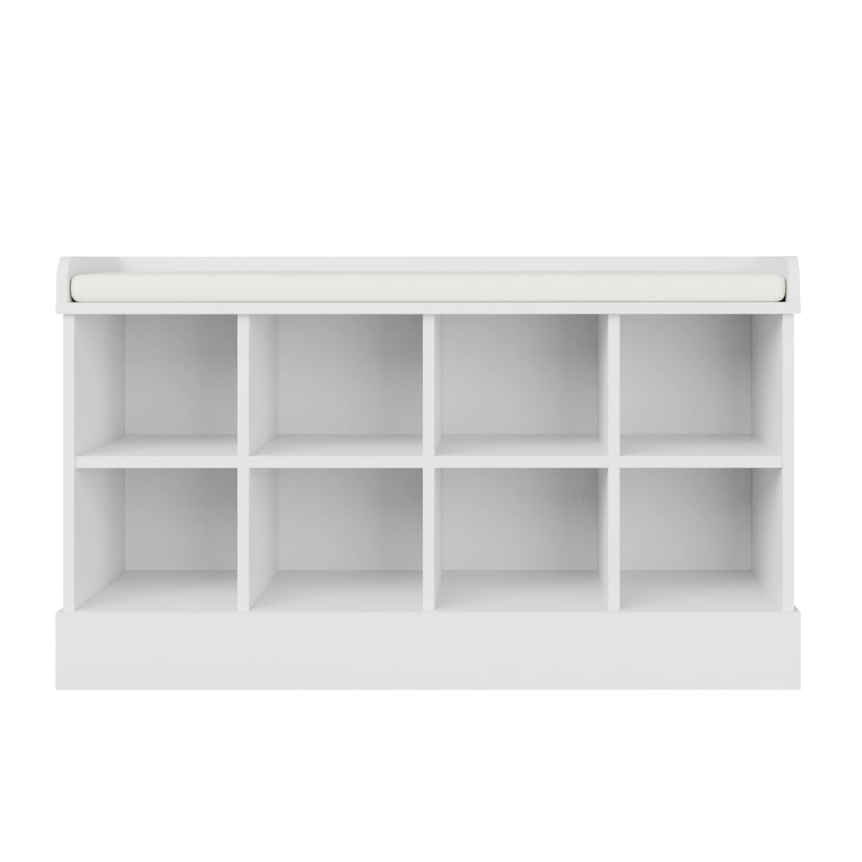 image 1 of Kempton Shoe Bench & Wall Rack | White | White
