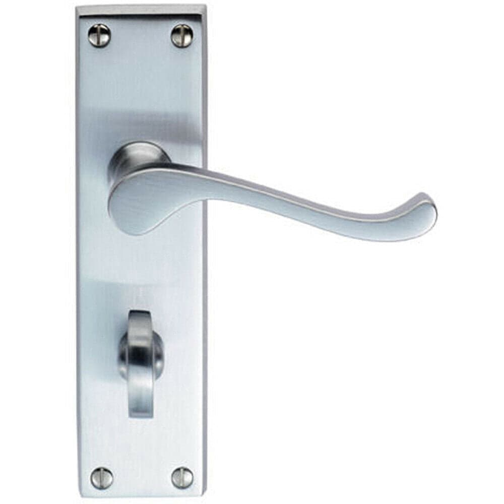 Loops PAIR Victorian Scroll Handle on Bathroom Backplate 155 x 41mm Satin Chrome