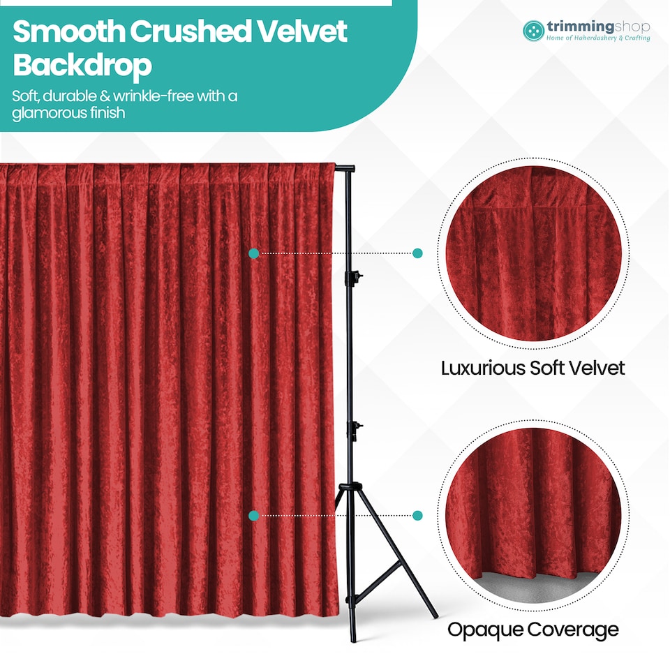 image 1 of 3x3m Crushed Velvet Backdrop, 8cm Rod Pocket Photography Background