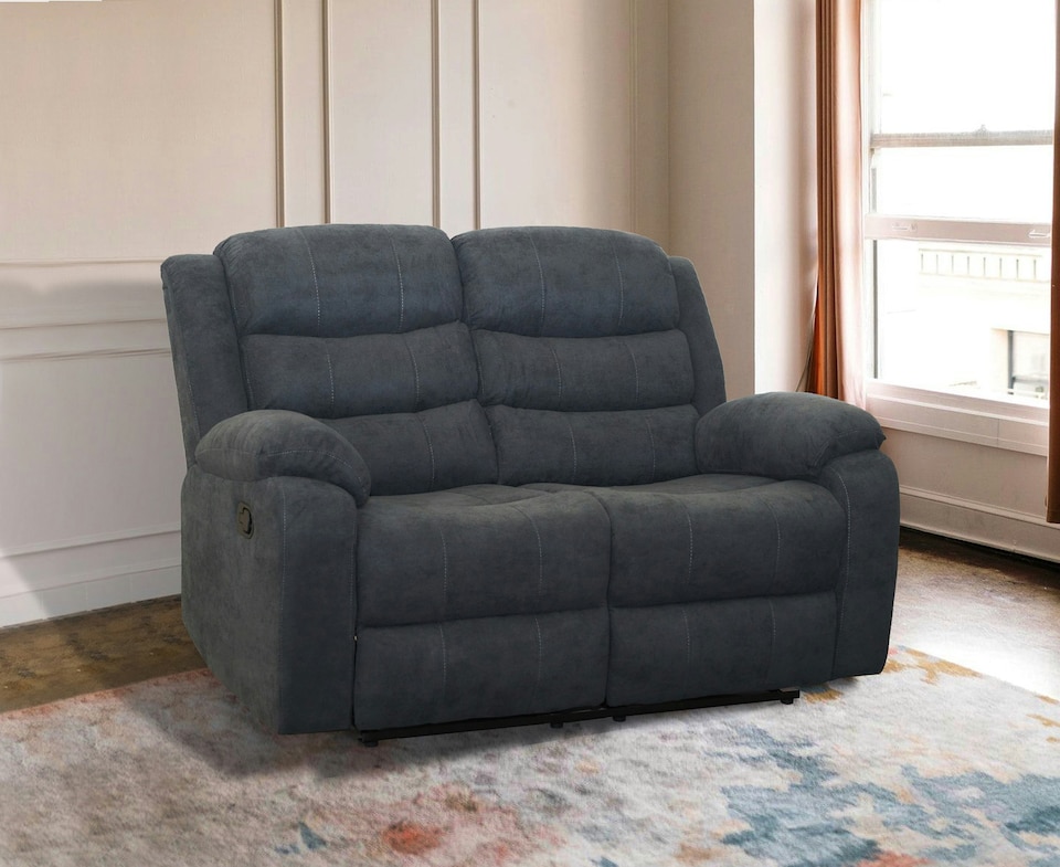 image 1 of Boston 2 Seater Fabric Manual Recliner Sofa (Grey)