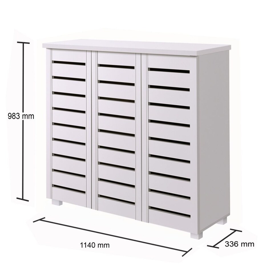 image 1 of Essentials 5 Tier Shoe Storage Cabinet 3 Door Cupboard Stand Rack Unit White