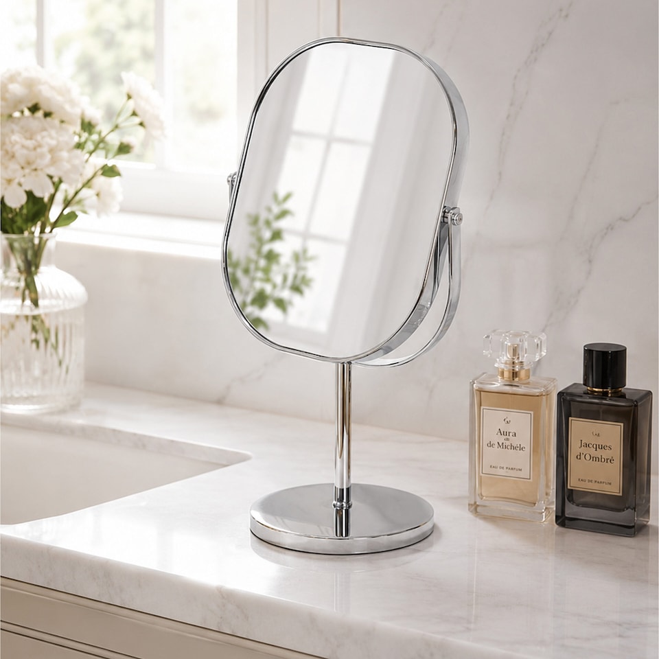 image 1 of Showerdrape Nikon 3x Magnifying Chrome Oval Vanity Mirror