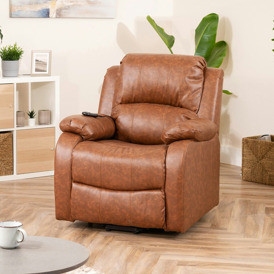 image 1 of Northfield Dual Motor Massage Heat Riser Recliner Chair - Tan