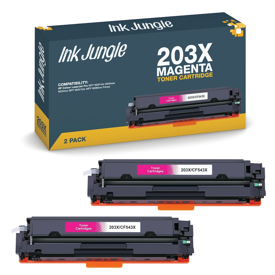 image 1 of 2x Compatible HP 203X Magenta Toner Cartridges Pink