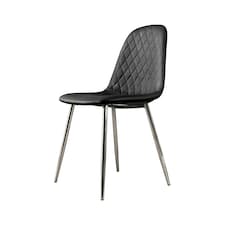Furniturebox 2x Corona Silver Leg Black Faux Leather Dining Chair