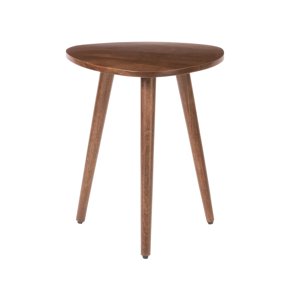 image 1 of MH London Tora Triangle Side Table, Mango Wood End Table with Tripod Legs