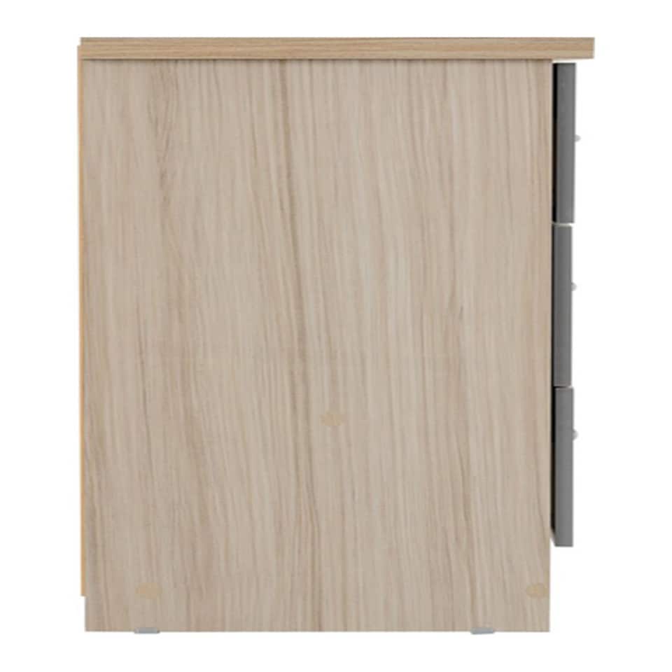 image 1 of Nevada 3 Drawer Chest - L40 x W81 x H70.5 cm - Grey Gloss/Light Oak Effect Veneer