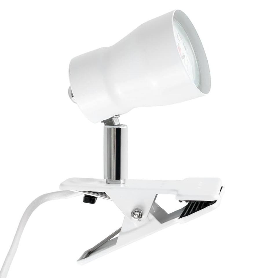 image 1 of ValueLights Adjustable Clamp On Desk Lamp Spotlight In Gloss White Finish