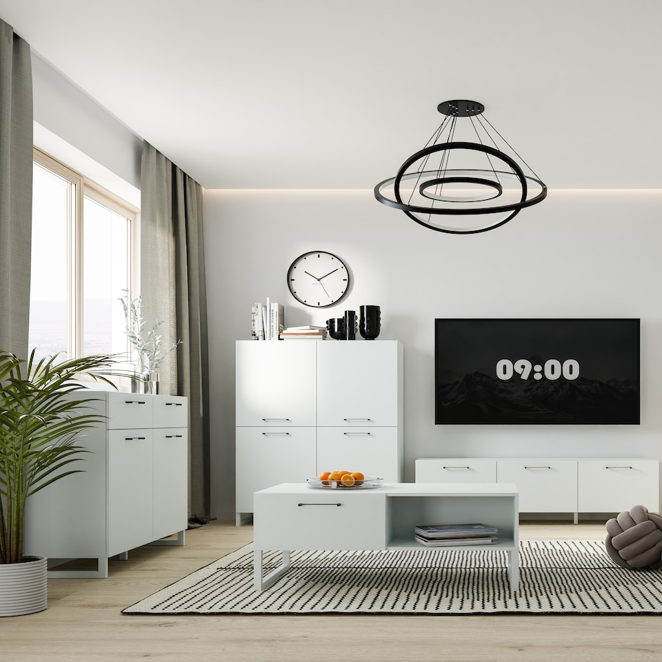 image 1 of Sali 4 Door Highboard in Light Grey