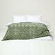 image 1 of Homescapes Sage Green Geometric Triangle Velvet Throw - 130 x 160 cm | Green | 1