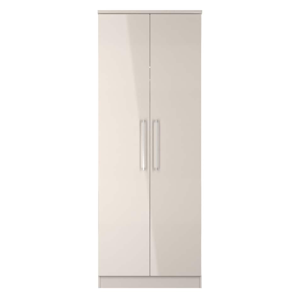 image 1 of Lyon Tall Double Wardrobe in Kashmir Gloss & Kashmir (Ready Assembled) | Cream | Kashmir Gloss & Kashmir