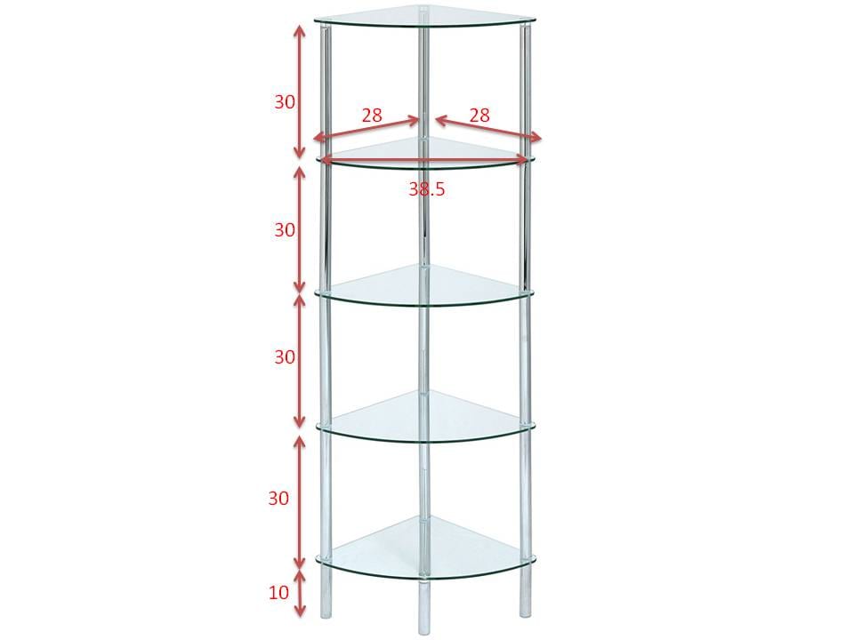 image 1 of 5-Tier Clear glass corner rack-Polo 5Tier Display Glass Unit/Bathroom Rack