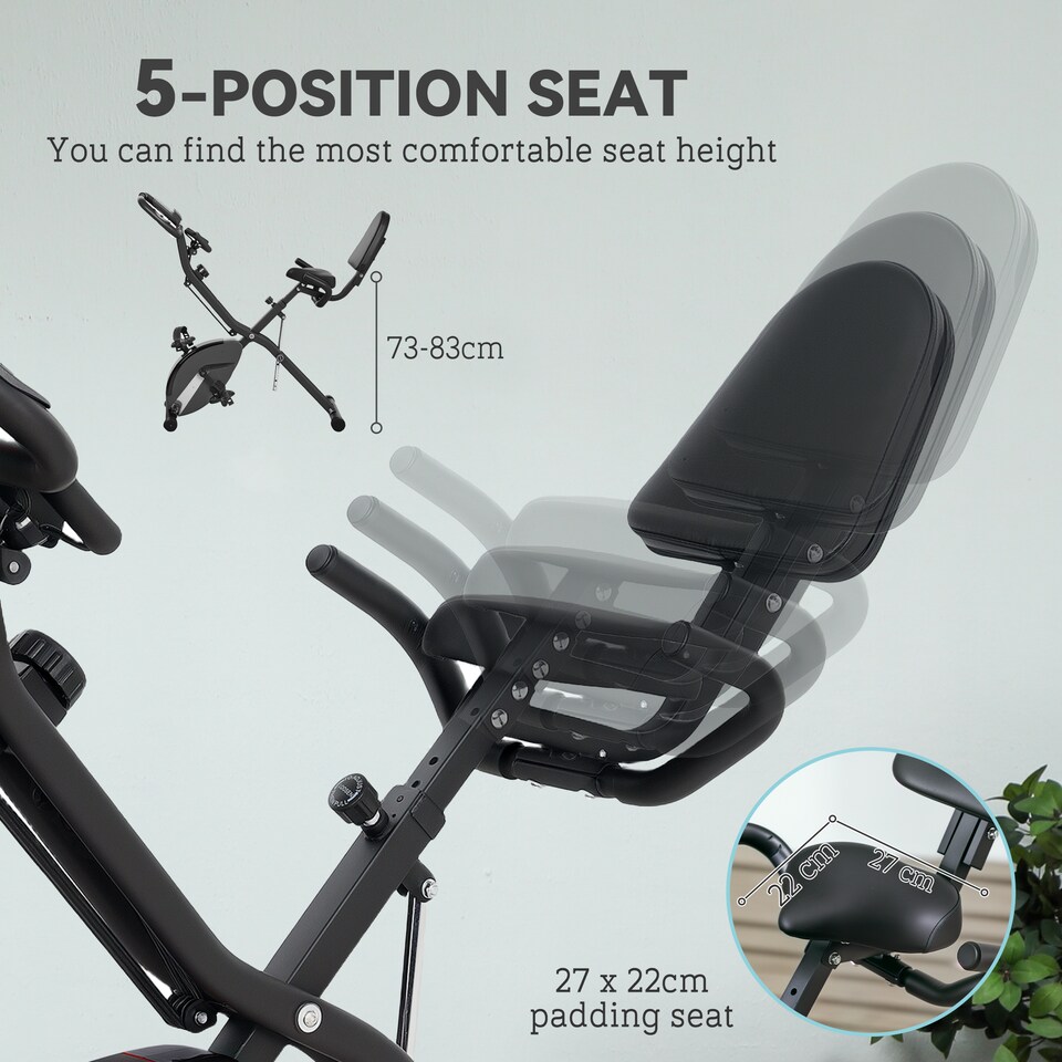 image 1 of SPORTNOW Folding Exercise Bike with Arm Bands and Hand Pulse Sensor, Black